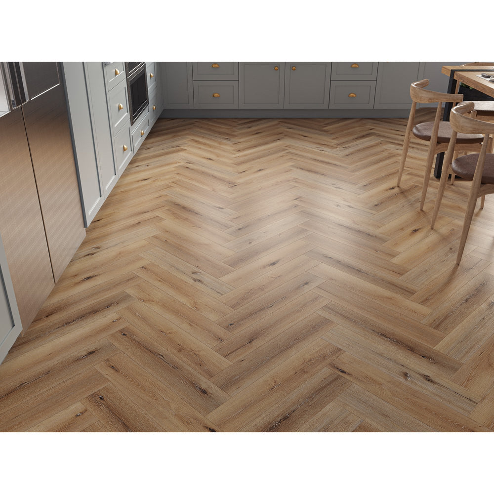 Brampton Grey Honey Oak 5mm Herringbone SPC Click LVT inc 1mm Underlay