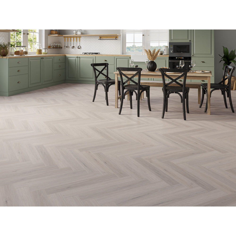 Brampton Light Grey Oak 5mm Herringbone SPC Click LVT inc 1mm Underlay