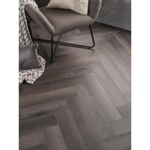 Delta Charcoal Grey Oak Herringbone 6mm SPC Click Vinyl 125x610mm (inc. 1mm Underlay)