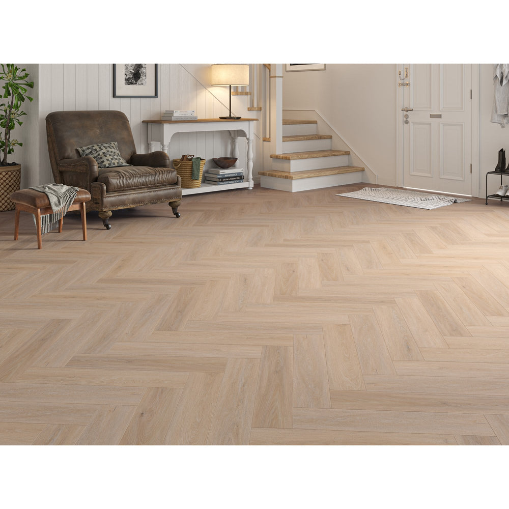 Farmhouse Brown Oak 6.5mm Herringbone SPC Click LVT inc 1mm Underlay