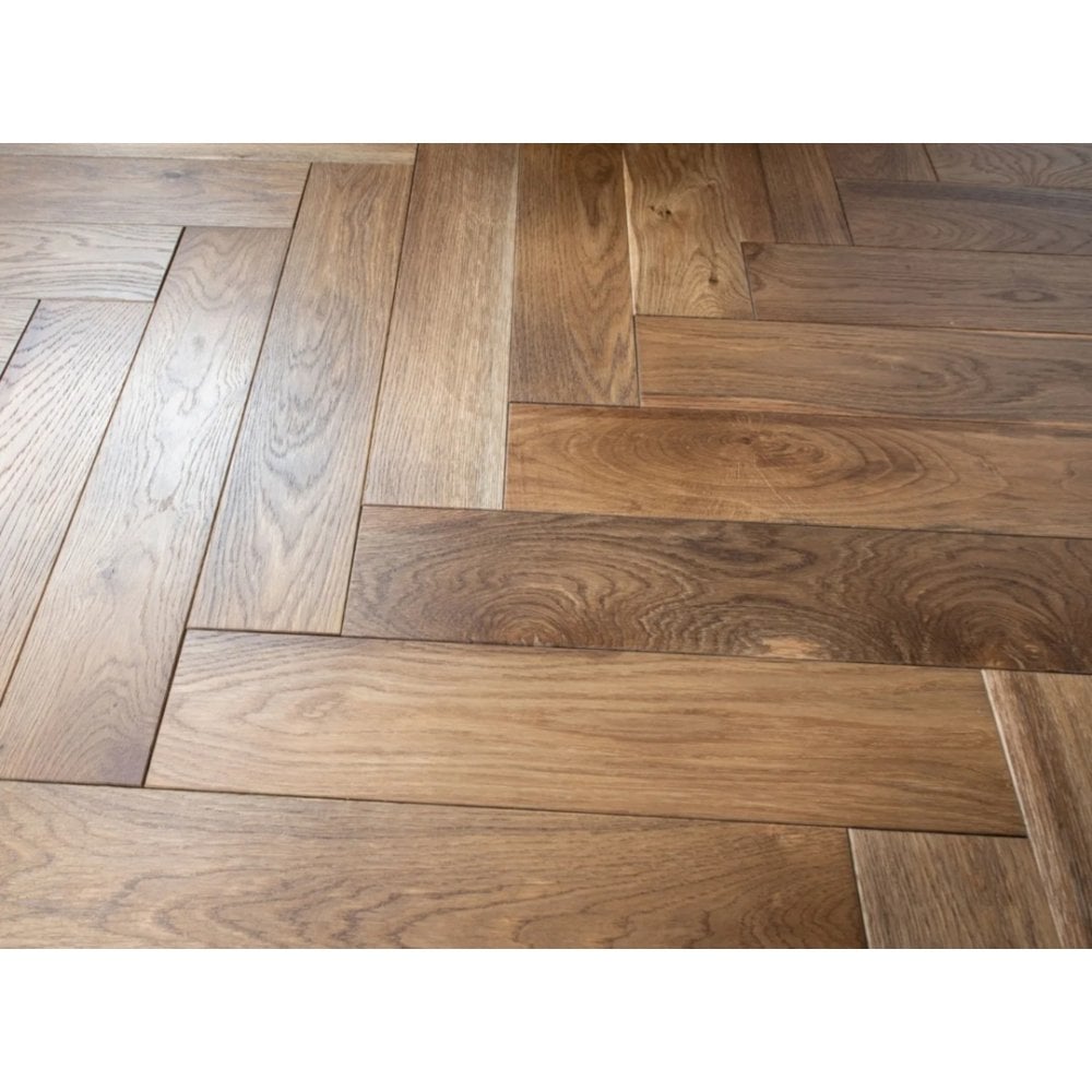 Herringbone Engineered Smoked Brushed & Lacquered 18mm