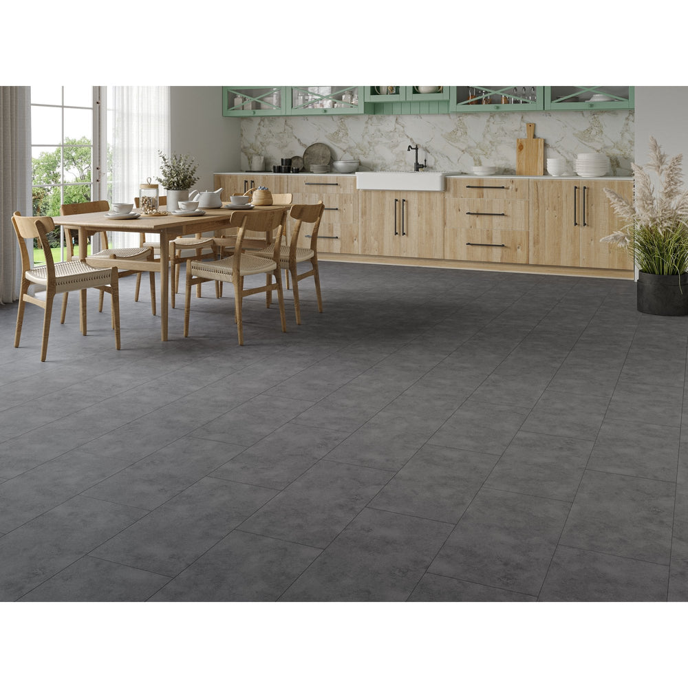 Pietra Stone Dark Grey 6.5mm SPC Click LVT Tile 600x300mm - inc 1mm Underlay