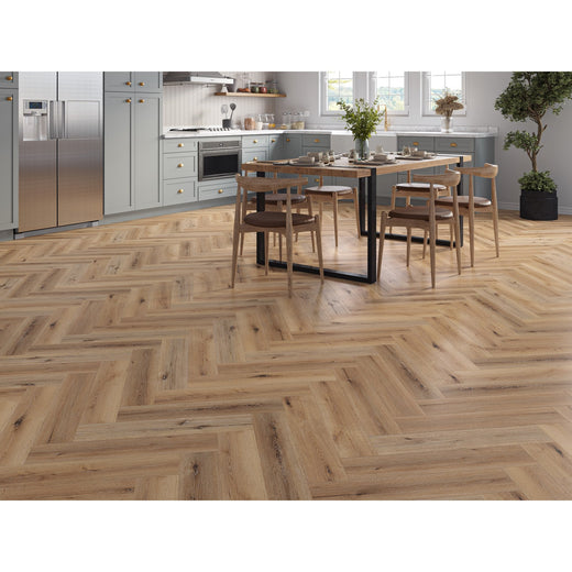 Brampton Grey Honey Oak 5mm Herringbone SPC Click LVT inc 1mm Underlay