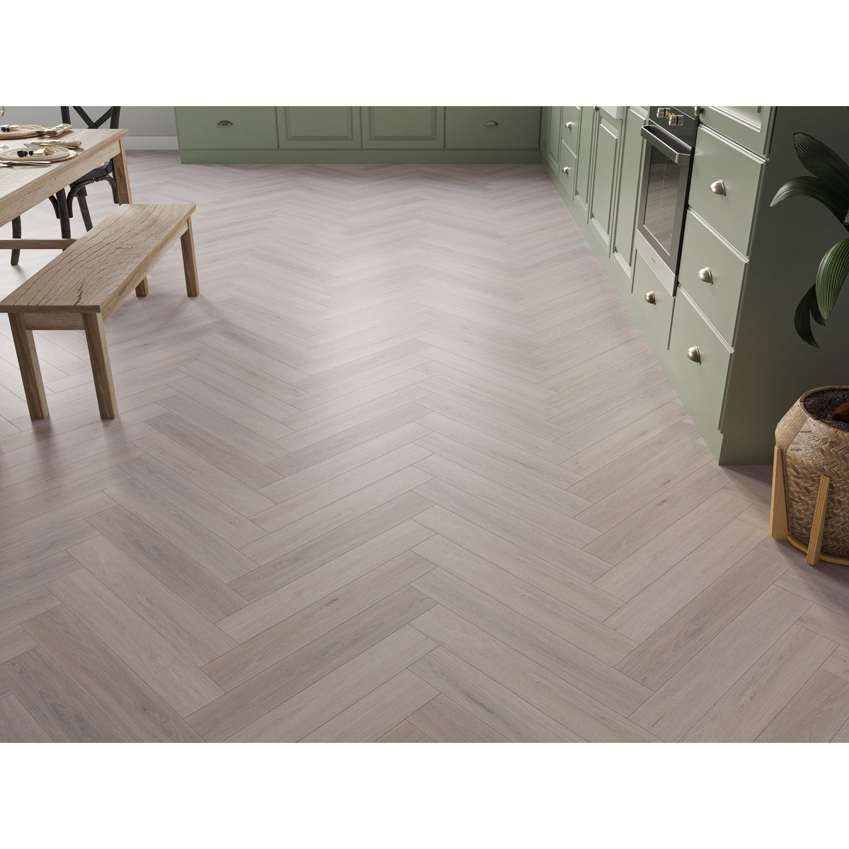 Brampton Light Grey Oak 5mm Herringbone SPC Click LVT inc 1mm Underlay
