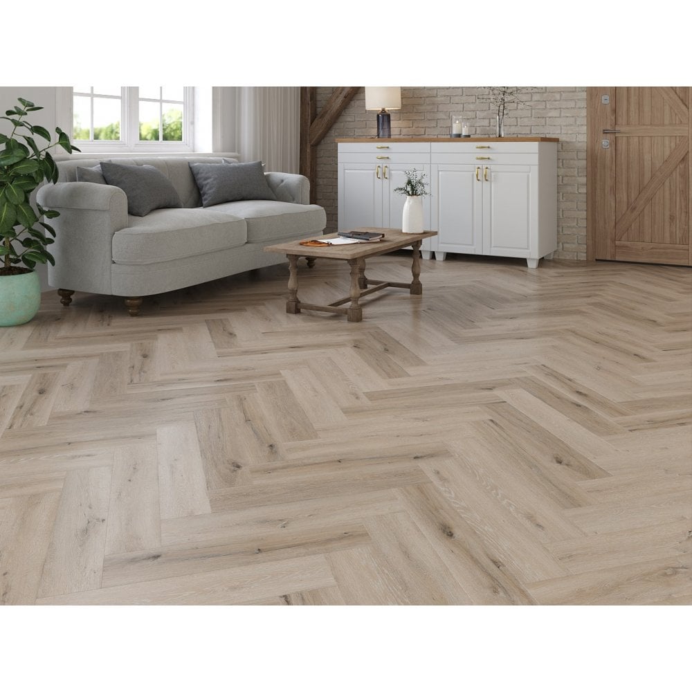 Brampton White Washed Grey Oak 5mm Herringbone SPC Click LVT inc 1mm Underlay