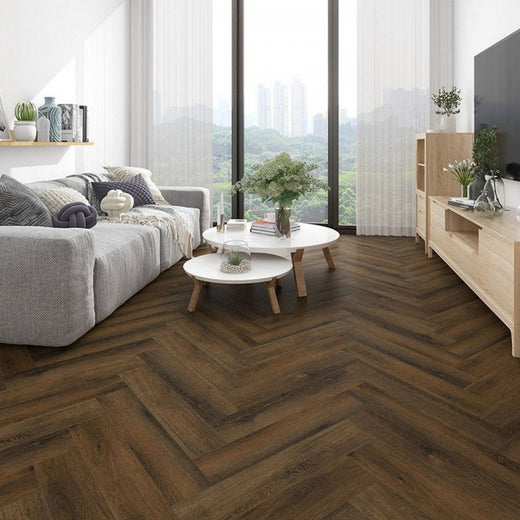Dark Oak Herringbone 5.2mm SPC Click Vinyl 630mmx125mm (inc. 1mm Underlay)
