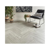 Delta Light Grey Oak Herringbone 6mm SPC Click Vinyl 125x610mm (inc. 1mm Underlay)