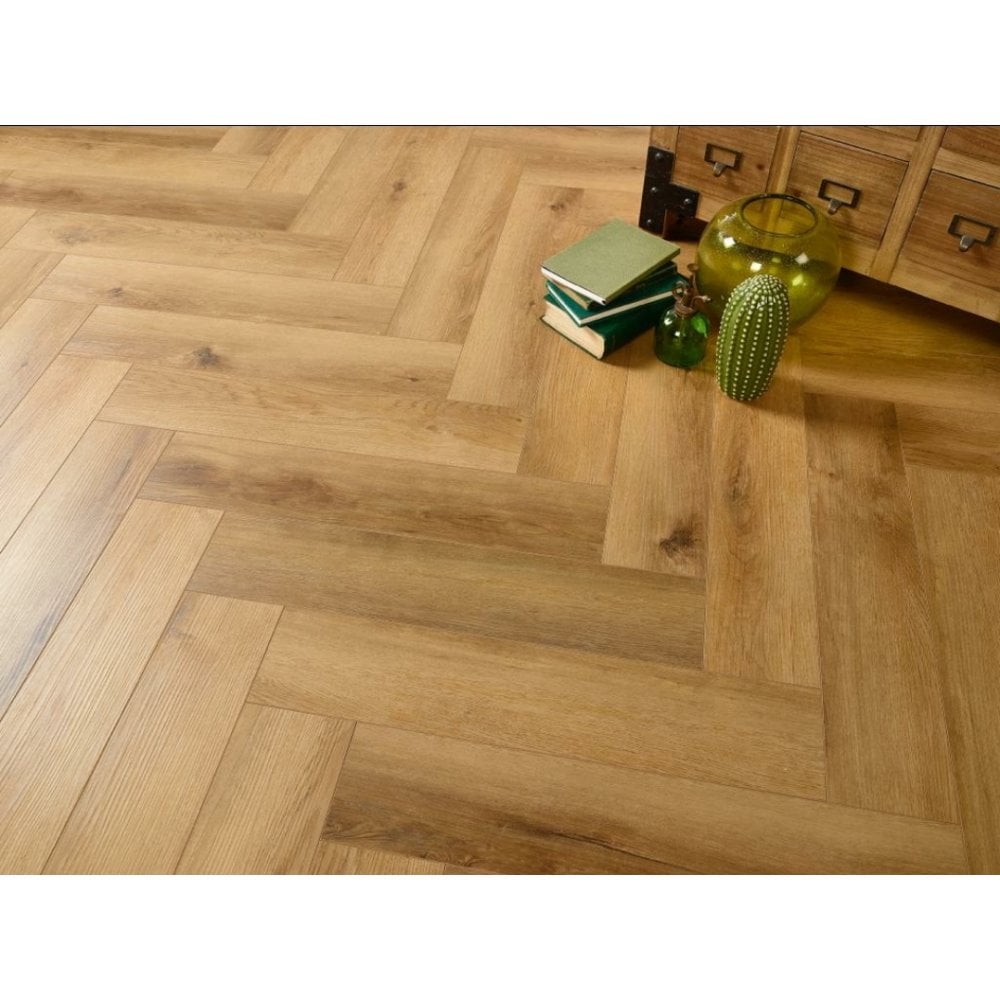 Delta Warm Oak Herringbone 6mm SPC Click Vinyl 125x610mm (inc. 1mm Underlay)