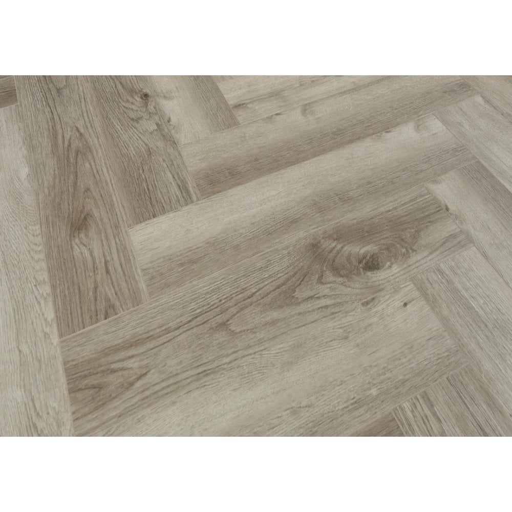 Delta Weathered Greige Oak Herringbone 6mm SPC Click Vinyl 125x610mm (inc. 1mm Underlay)