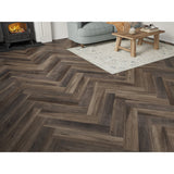 Farmhouse Brown Black Oak 6.5mm Herringbone SPC Click LVT inc 1mm Underlay