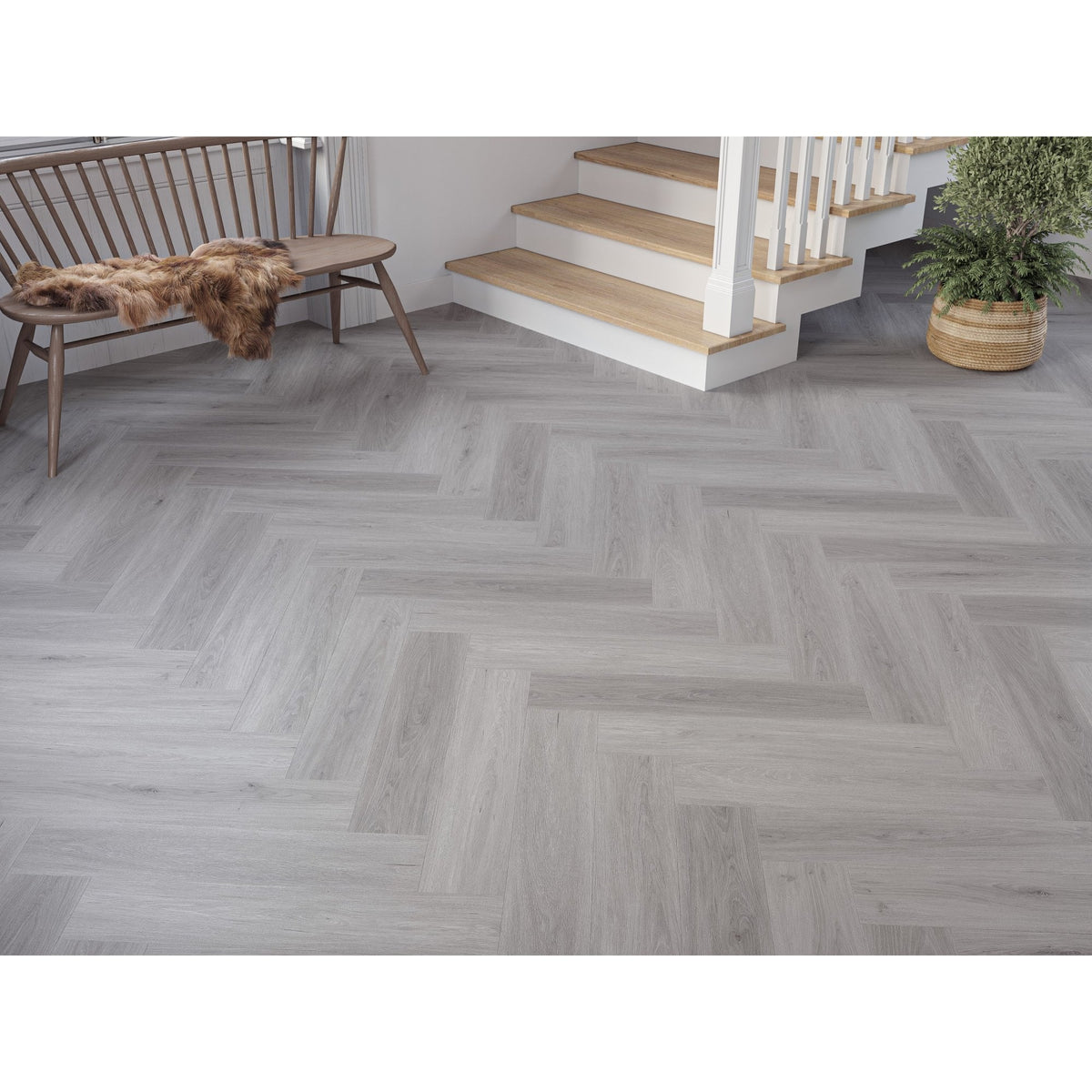 Farmhouse Grey Oak 6.5mm Herringbone SPC Click LVT inc 1mm Underlay