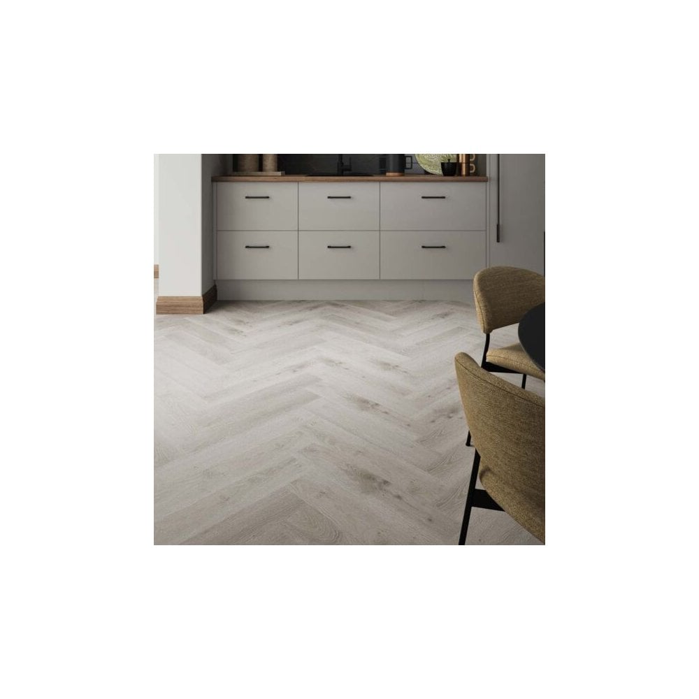 Luxwood Limed Oak Herringbone 5.2mm SPC Click Vinyl 630x126mm (1mm Underlay)