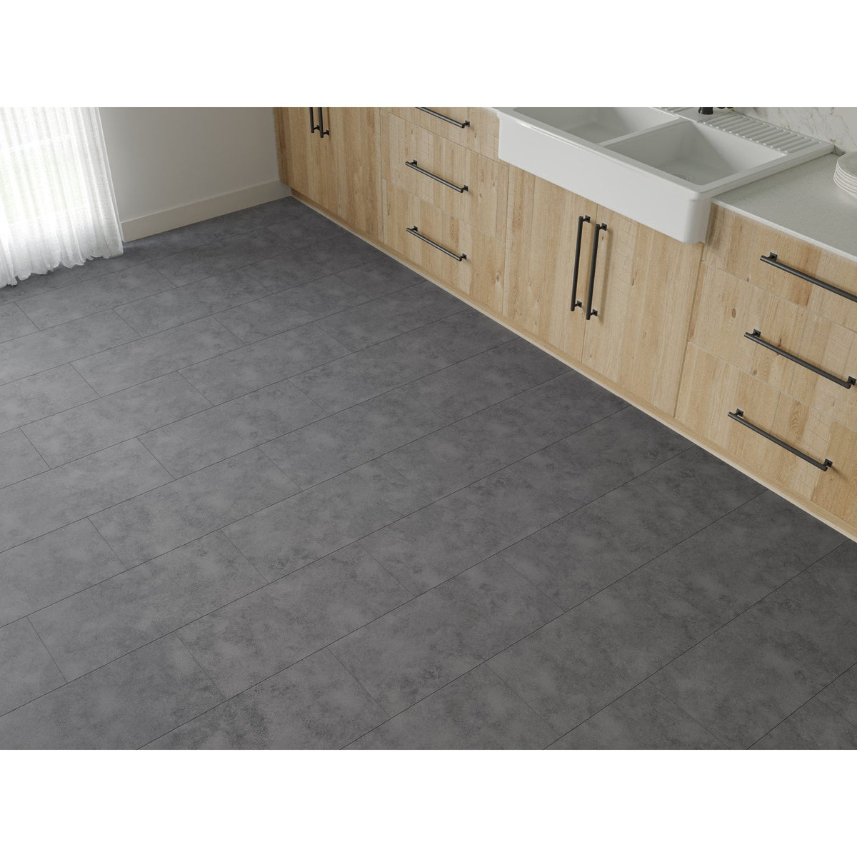 Pietra Stone Dark Grey 6.5mm SPC Click LVT Tile 600x300mm - inc 1mm Underlay
