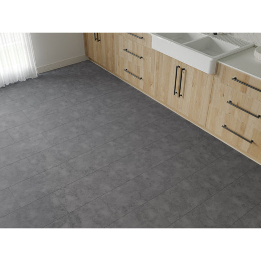Pietra Stone Dark Grey 6.5mm SPC Click LVT Tile 600x300mm - inc 1mm Underlay