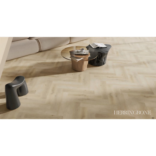 Rigid Core Rigid Core Light Blonde Oak 6.5mm Herringbone SPC Click LVT inc 1.5mm Underlay