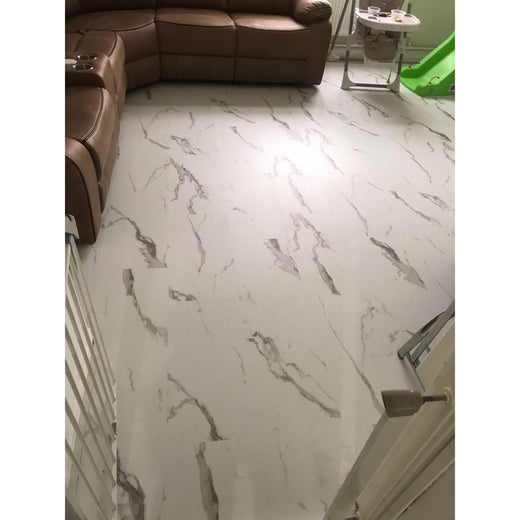 Rigid Core Marble Carrara White 6mm SPC Click Vinyl 610mmx305mm (inc. 1mm Underlay)