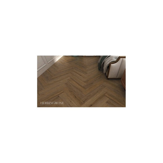 Rigid Core Rigid Core Rustic Dark Oak 6.5mm Herringbone SPC Click LVT inc 1.5mm Underlay