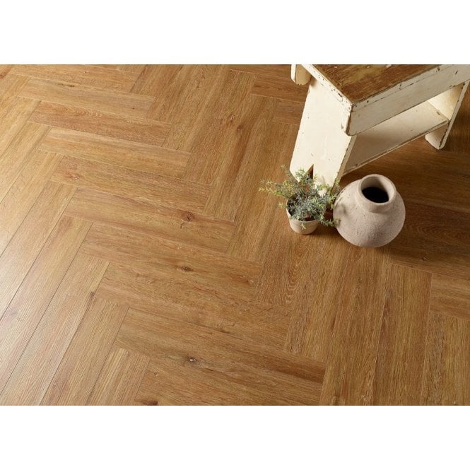 CLICKIT Delta Classic Oak Herringbone 5mm SPC Click Vinyl 125x610mm (inc. 1mm Underlay)