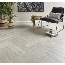 Delta Light Grey Oak Herringbone 6mm SPC Click Vinyl 125x610mm (inc. 1mm Underlay)