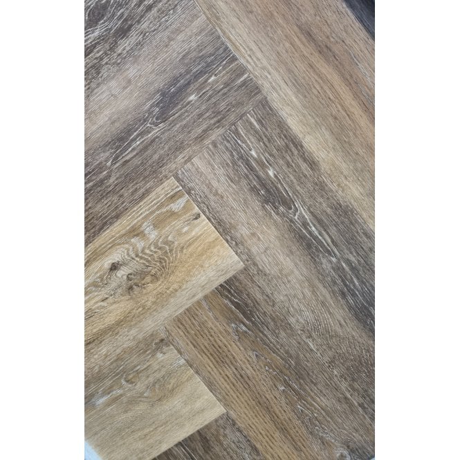 CLICKIT Dover Golden Roble Oak Herringbone 6mm SPC Click Vinyl 126x610mm (inc. 1.5mm Underlay)