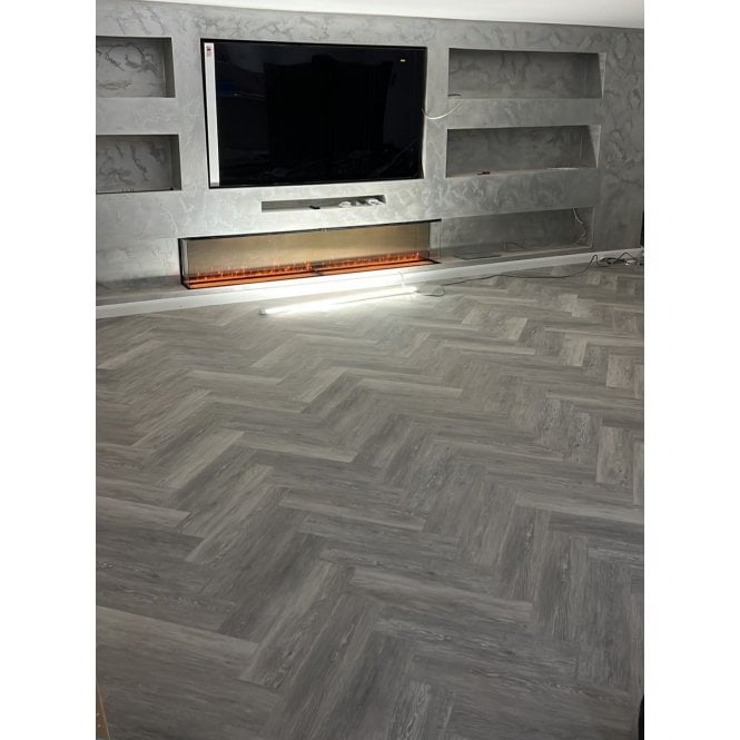 CLICKIT Dover Grey Oak Herringbone 6mm SPC Click Vinyl 126x610mm (inc. 1.5mm Underlay)