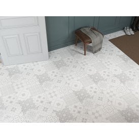 VICTORIAN TILE LAMINATE 8MM WHITE/GREY