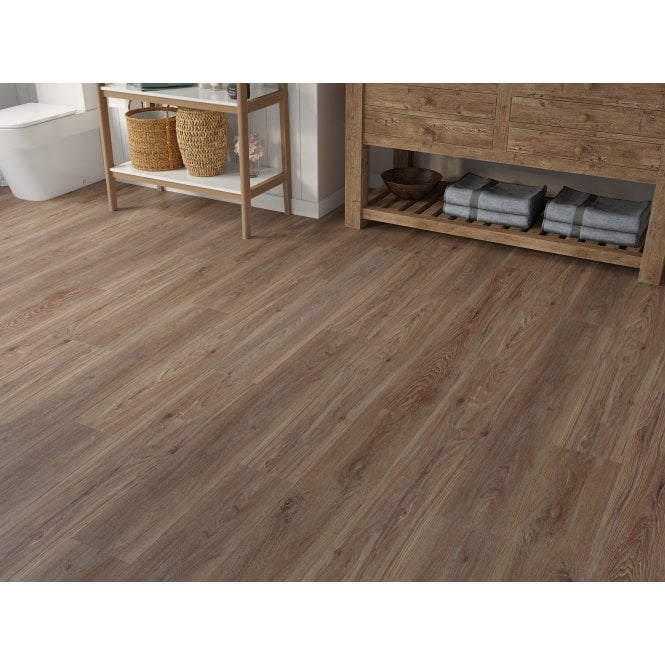 FARMHOUSE ANTIQUE BROWN OAK 6.5MM SPC CLICK LVT INC 1MM UNDERLAY