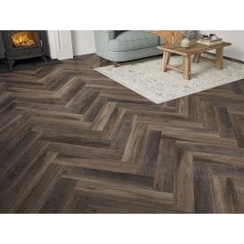 FARMHOUSE BROWN BLACK OAK 6.5MM HERRINGBONE SPC CLICK LVT INC 1MM UNDERLAY