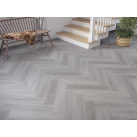 FARMHOUSE GREY OAK 6.5MM HERRINGBONE SPC CLICK LVT INC 1MM UNDERLAY