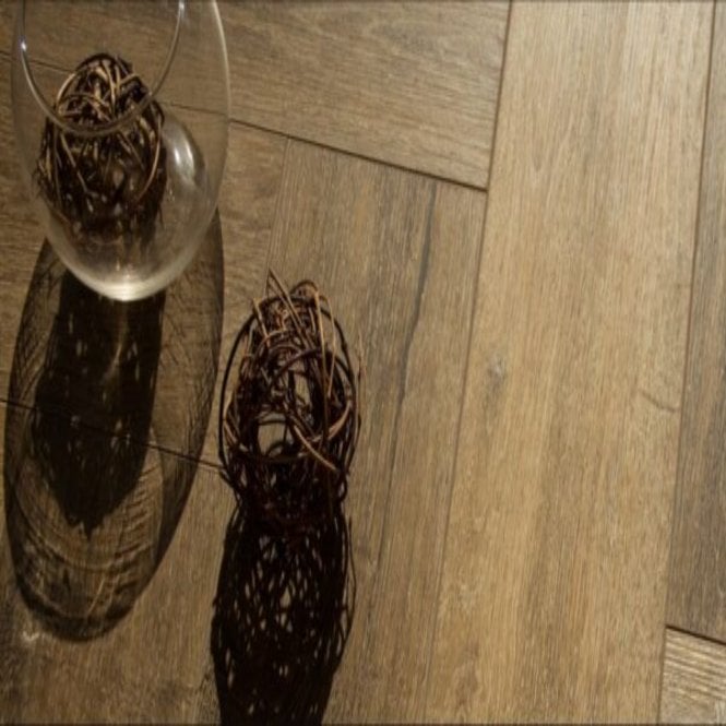 FIRMFIT Dark Oak Herringbone 5mm SPC Click Vinyl 615x123mm (1mm Underlay)