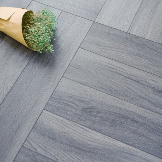 FIRMFIT Graphite Grey Herringbone 5mm SPC Click Vinyl 615x123mm (1mm Underlay)