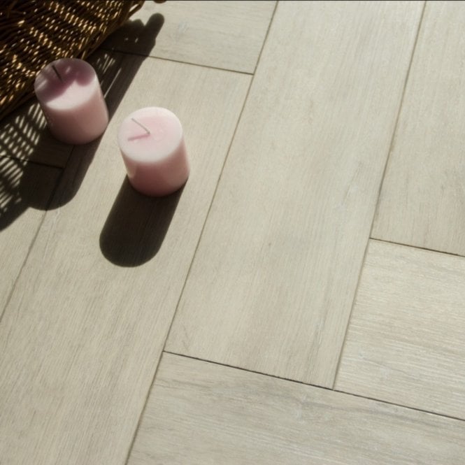 FIRMFIT Light Washed Oak Herringbone 5mm SPC Click Vinyl 615x123mm (1mm Underlay)