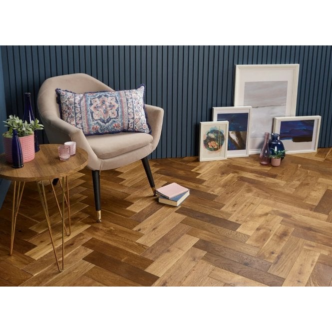 Herringbone Engineered Smoked Brushed & Oiled 15mm