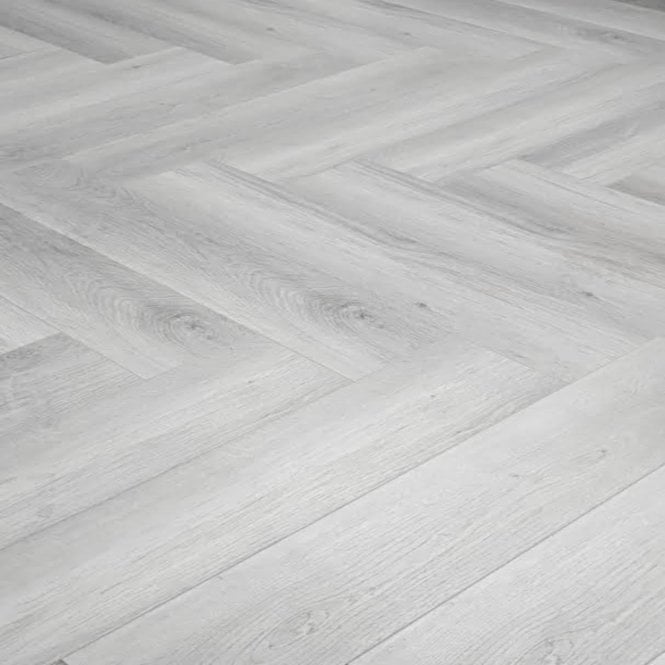 LONGEVITY Light Grey Oak Herringbone 4mm SPC Click Vinyl 615x123mm (1mm Underlay)
