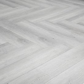 Light Grey Oak Herringbone 4mm SPC Click Vinyl 615x123mm (1mm Underlay)