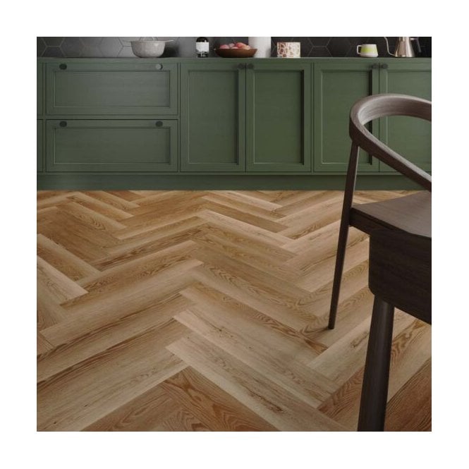 Luxwood Golden Oak Herringbone 5.2mm SPC Click Vinyl 630x126mm (1mm Underlay)