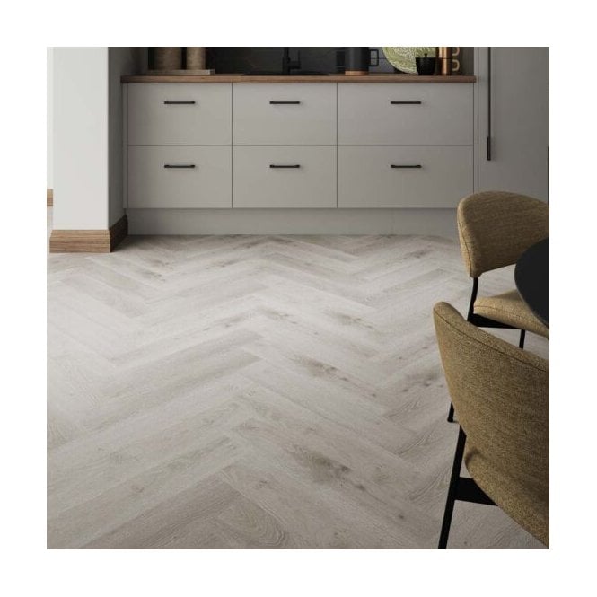 Luxwood Limed Oak Herringbone 5.2mm SPC Click Vinyl 630x126mm (1mm Underlay)
