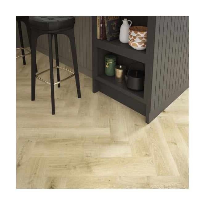 Luxwood Natural Oak Herringbone 5.2mm SPC Click Vinyl 630x126mm (1mm Underlay)