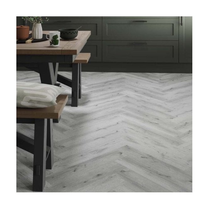 Luxwood Silver Oak Herringbone 5.2mm SPC Click Vinyl 630x126mm (1mm Underlay)