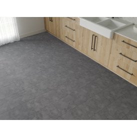 PIETRA STONE DARK GREY 6.5MM SPC CLICK LVT TILE 600X300MM - INC 1MM UNDERLAY