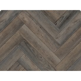 RIGID CORE DISTRESSED GREY OAK 6.5MM HERRINGBONE SPC CLICK LVT INC 1.5MM UNDERLAY