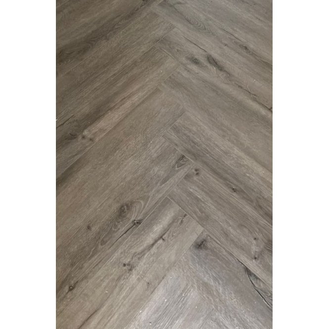 RIGID CORE GREIGE OAK 6.5MM HERRINGBONE SPC CLICK LVT INC 1.5MM UNDERLAY
