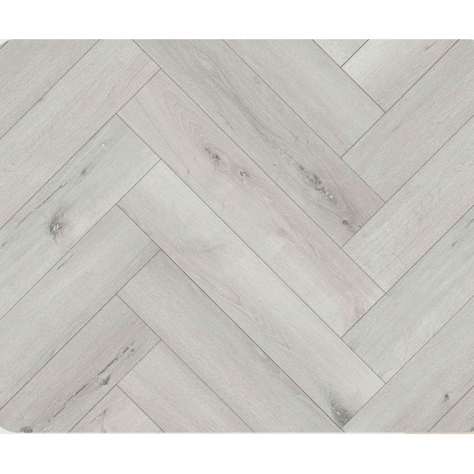 RIGID CORE LIGHT GREY OAK 6.5MM HERRINGBONE SPC CLICK LVT INC 1.5MM UNDERLAY