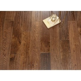 Solid Oak 18mm Coffee Handscraped UV Lacquered 125mm